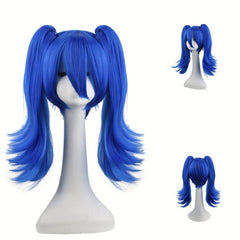 Long Curly Double Ponytail Synthetic Wig With Bangs Anime Cosplay Wig