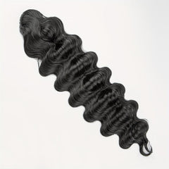 Long Deep Wave Ponytail Extensions Synthetic Fiber Drawstring Clip In Ponytail