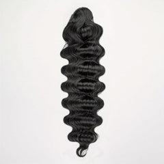 Long Deep Wave Ponytail Extensions Synthetic Fiber Drawstring Clip In Ponytail