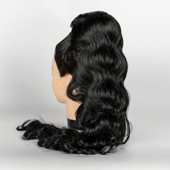 Long Deep Wave Ponytail Extensions Synthetic Fiber Drawstring Clip In Ponytail