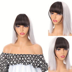 Clip In Synthetic Bangs With Sideburns Straight Hair Extensions