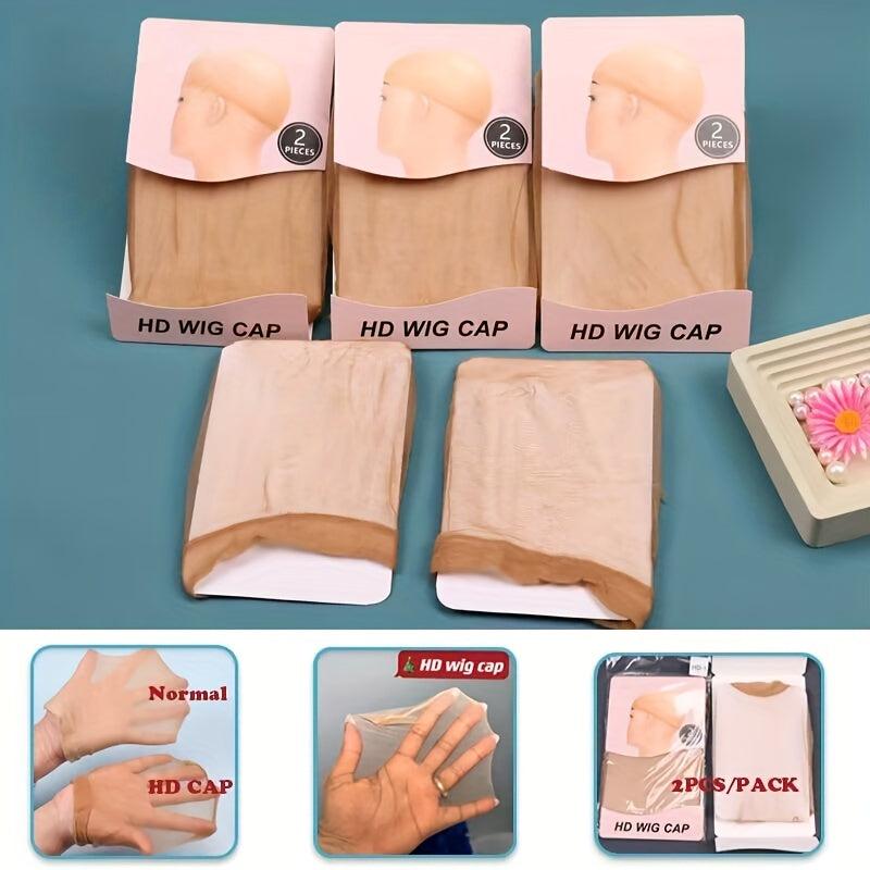 2 Pack Ultra Thin Stocking Wig Cap for Lace Wigs with Elastic Band