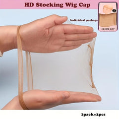 2 Pack Ultra Thin Stocking Wig Cap for Lace Wigs with Elastic Band