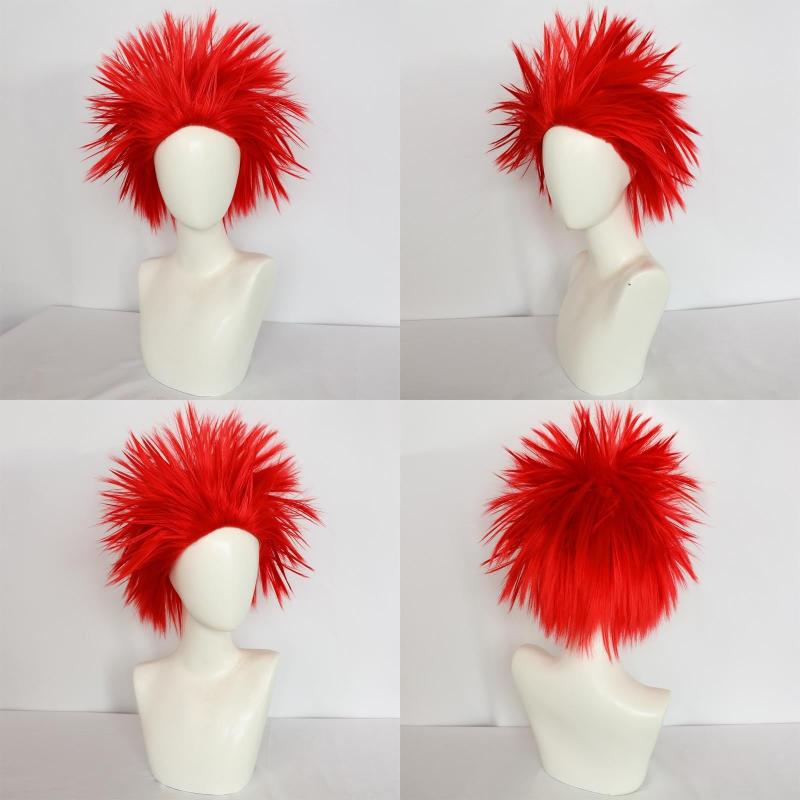 Red Spiky Layered Straight Cosplay Wig Men's Wigs for Halloween Costume Party
