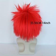 Red Spiky Layered Straight Cosplay Wig Men's Wigs for Halloween Costume Party