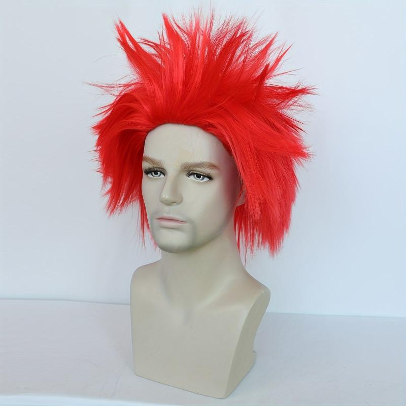 Red Spiky Layered Straight Cosplay Wig Men's Wigs for Halloween Costume Party