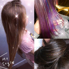 12 Colors Fairy Hair Extensions Tinsel Kit With Tool