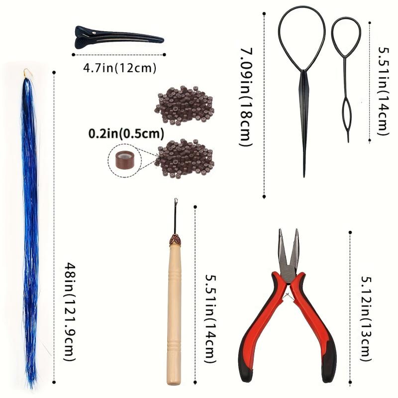 12 Colors Fairy Hair Extensions Tinsel Kit With Tool