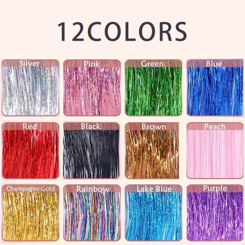 12 Colors Fairy Hair Extensions Tinsel Kit With Tool