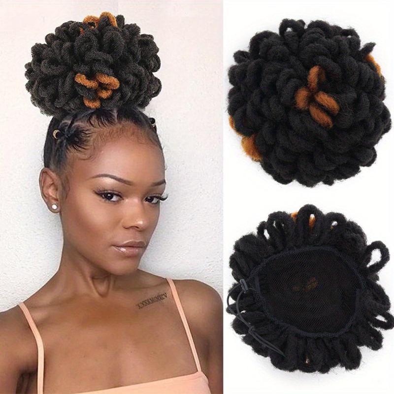Puff Drawstring Afro Dreadlock Hair Bun Ponytail Extensions - 15 24 Cm