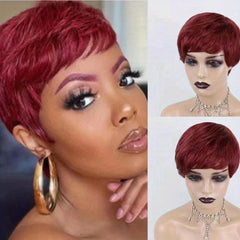 Honey Blonde Short Bob Human Hair Wig with Bangs