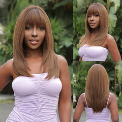 Ombre Red Straight Hair Wig with Bangs