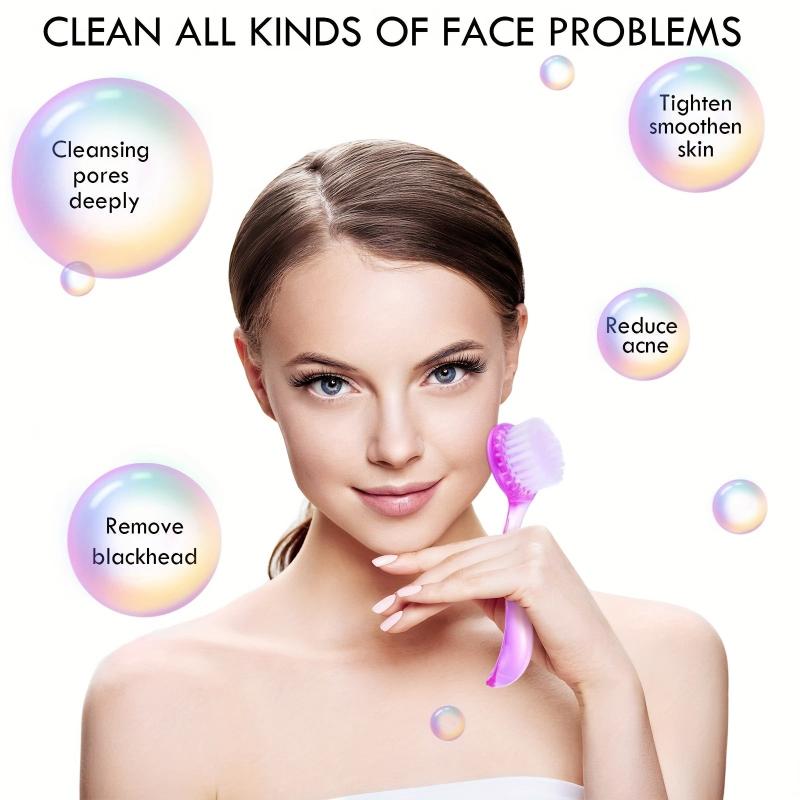 3PCs Facial Cleansing Brush Acrylic Handle Face Scrubbers Exfoliator Cleaner