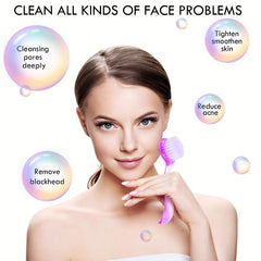 3PCs Facial Cleansing Brush Acrylic Handle Face Scrubbers Exfoliator Cleaner
