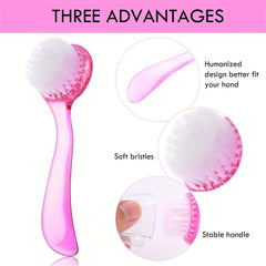 3PCs Facial Cleansing Brush Acrylic Handle Face Scrubbers Exfoliator Cleaner