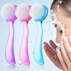 3PCs Facial Cleansing Brush Acrylic Handle Face Scrubbers Exfoliator Cleaner