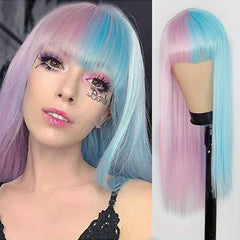 Two Tone Red Long Anime Cosplay Wig 60 96 Cm