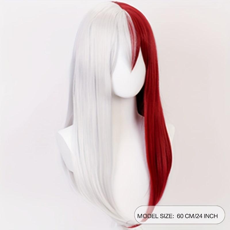 Two Tone Red Long Anime Cosplay Wig 60 96 Cm
