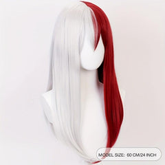 Two Tone Red Long Anime Cosplay Wig 60 96 Cm
