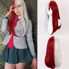 Two Tone Red Long Anime Cosplay Wig 60 96 Cm