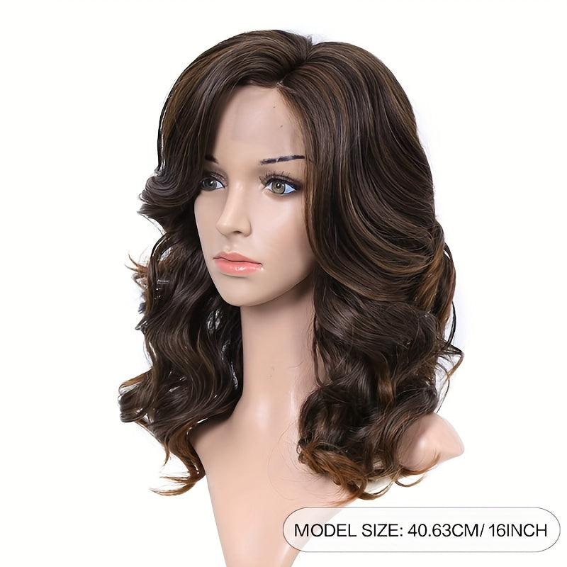 Shoulder Length Loose Wavy Synthetic Wig Medium Curly Side Parted Wig