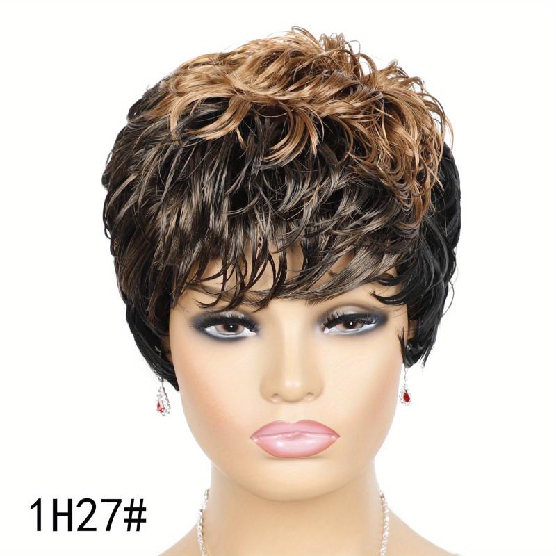 Foruiya Short Curly Wig Synthetic Wigs Pixie Wig With Bangs For Women