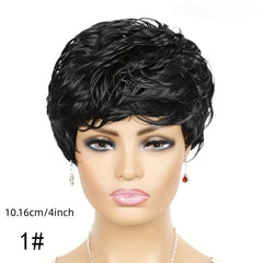 Foruiya Short Curly Wig Synthetic Wigs Pixie Wig With Bangs For Women