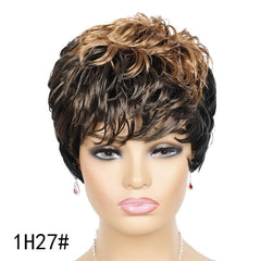 Foruiya Short Curly Wig Synthetic Wigs Pixie Wig With Bangs For Women