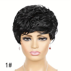 Foruiya Short Curly Wig Synthetic Wigs Pixie Wig With Bangs For Women