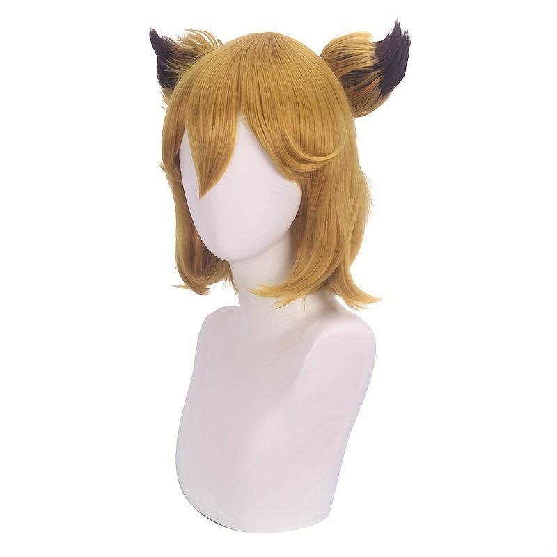 Short Straight Double Pigtail Synthetic Wig for Cosplay Party