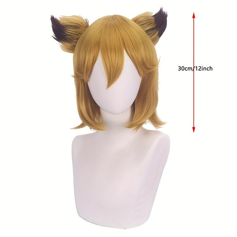 Short Straight Double Pigtail Synthetic Wig for Cosplay Party