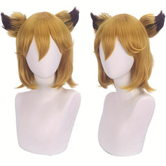Short Straight Double Pigtail Synthetic Wig for Cosplay Party