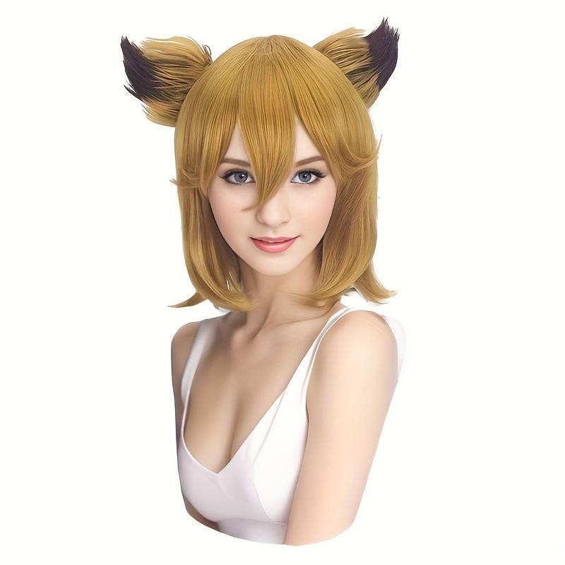 Short Straight Double Pigtail Synthetic Wig for Cosplay Party