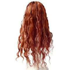 Brown Long Wavy Wig With Braids Synthetic Wig Anime Cosplay Wig
