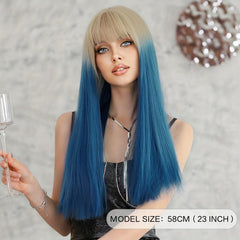 Long Ombre Blonde Wig Natural Looking Synthetic Wigs