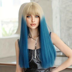 Long Ombre Blonde Wig Natural Looking Synthetic Wigs