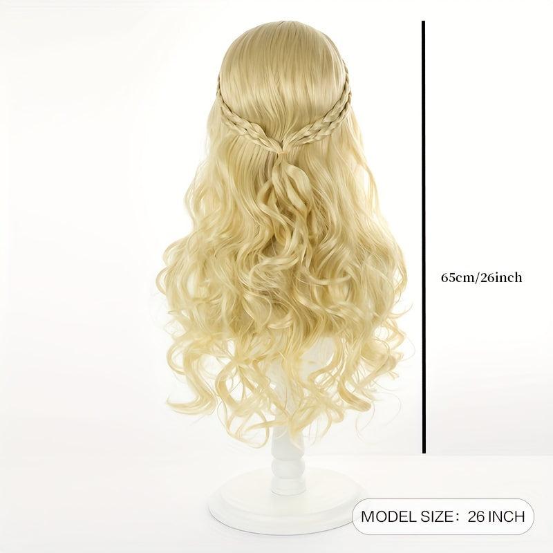 Halloween Blonde Grey Long Curly Hair Middle Parted Synthetic Wig