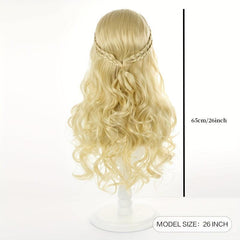 Halloween Blonde Grey Long Curly Hair Middle Parted Synthetic Wig