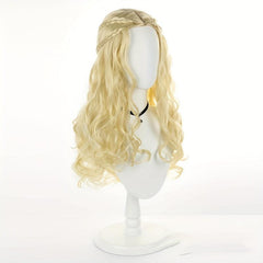 Halloween Blonde Grey Long Curly Hair Middle Parted Synthetic Wig