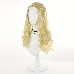 Halloween Blonde Grey Long Curly Hair Middle Parted Synthetic Wig