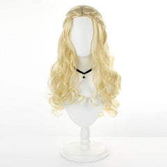 Halloween Blonde Grey Long Curly Hair Middle Parted Synthetic Wig