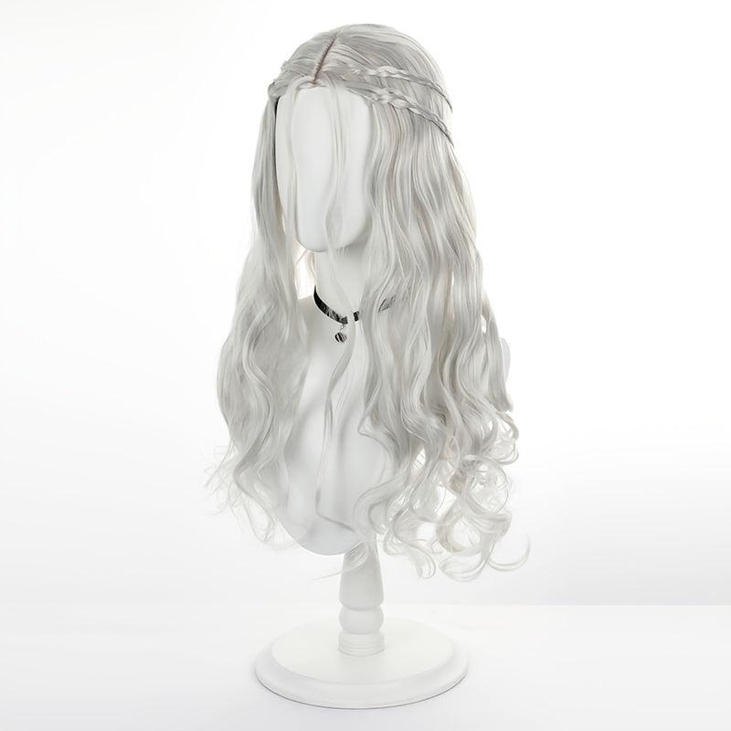 Halloween Blonde Grey Long Curly Hair Middle Parted Synthetic Wig