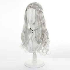 Halloween Blonde Grey Long Curly Hair Middle Parted Synthetic Wig