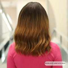Short Bob Wavy Wig With Bangs Shoulder Length Synthetic Wigs For Women