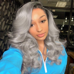 Short Wave Wigs Shoulder Length Wavy Wig Side Part Synthetic Hair 16 Inch