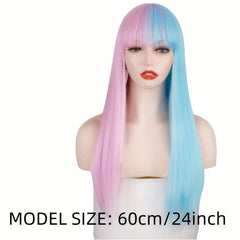 Long Synthetic Two Tone Wig with Bangs for Women