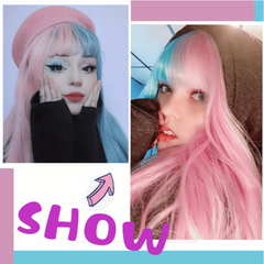 Long Synthetic Two Tone Wig with Bangs for Women