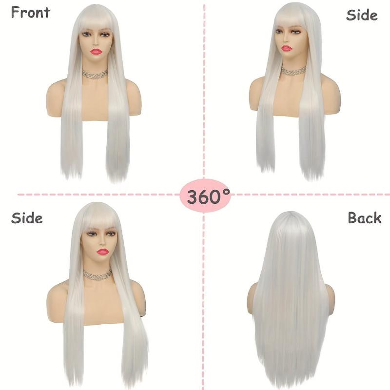 Long Synthetic Two Tone Wig with Bangs for Women