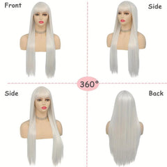 Long Synthetic Two Tone Wig with Bangs for Women