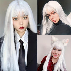 Long Synthetic Two Tone Wig with Bangs for Women